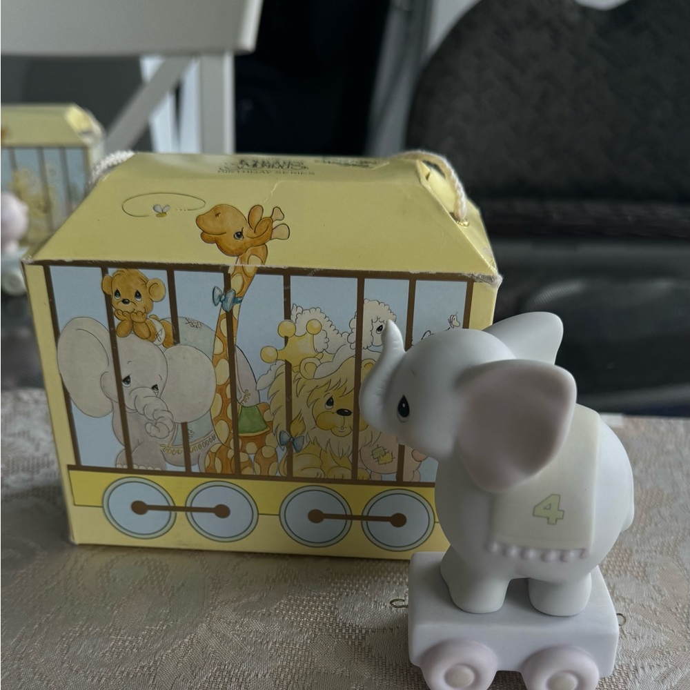 Precious Moments Birthday Train Elephant age 4 figurine